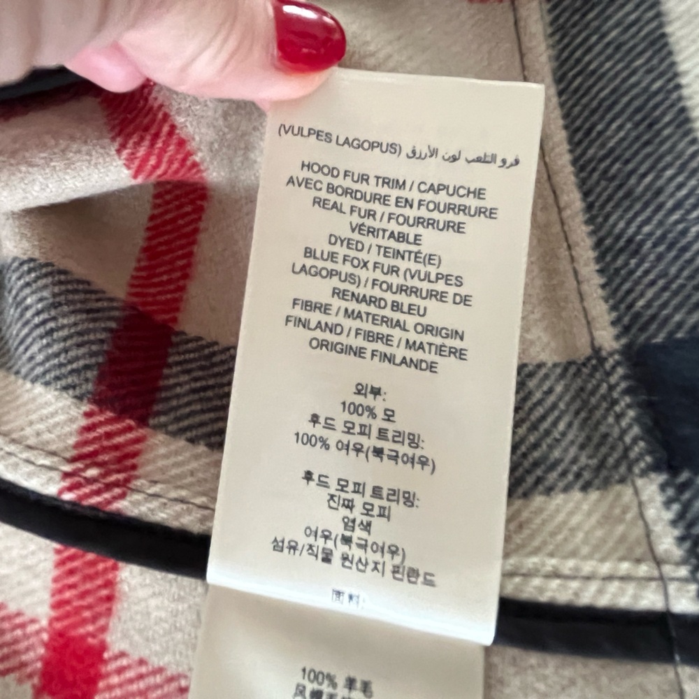 Burberry Brit Grey Wool Duffle Toggle Coat with Black Fox Fur Trimmed Hood Sz 4 - Picture 11 of 16